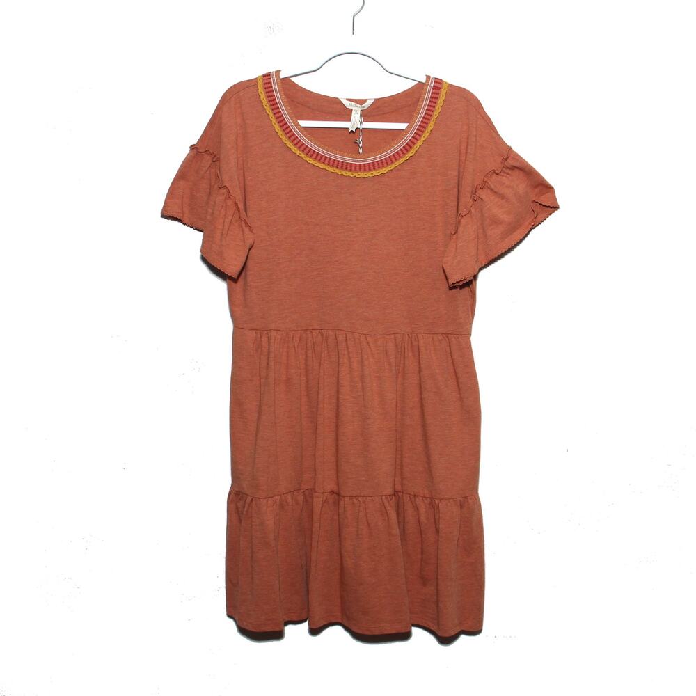 Matilda Jane Rust Tiered Ruffle Sleeve Boho Babydoll Dress Medium